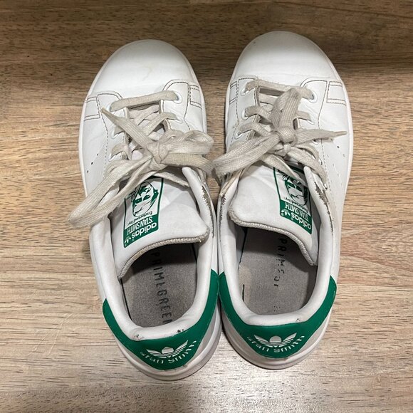 Adidas Stan Smith Kids Shoes, Size 13, Cloud White / Cloud White / Green - Picture 5 of 6